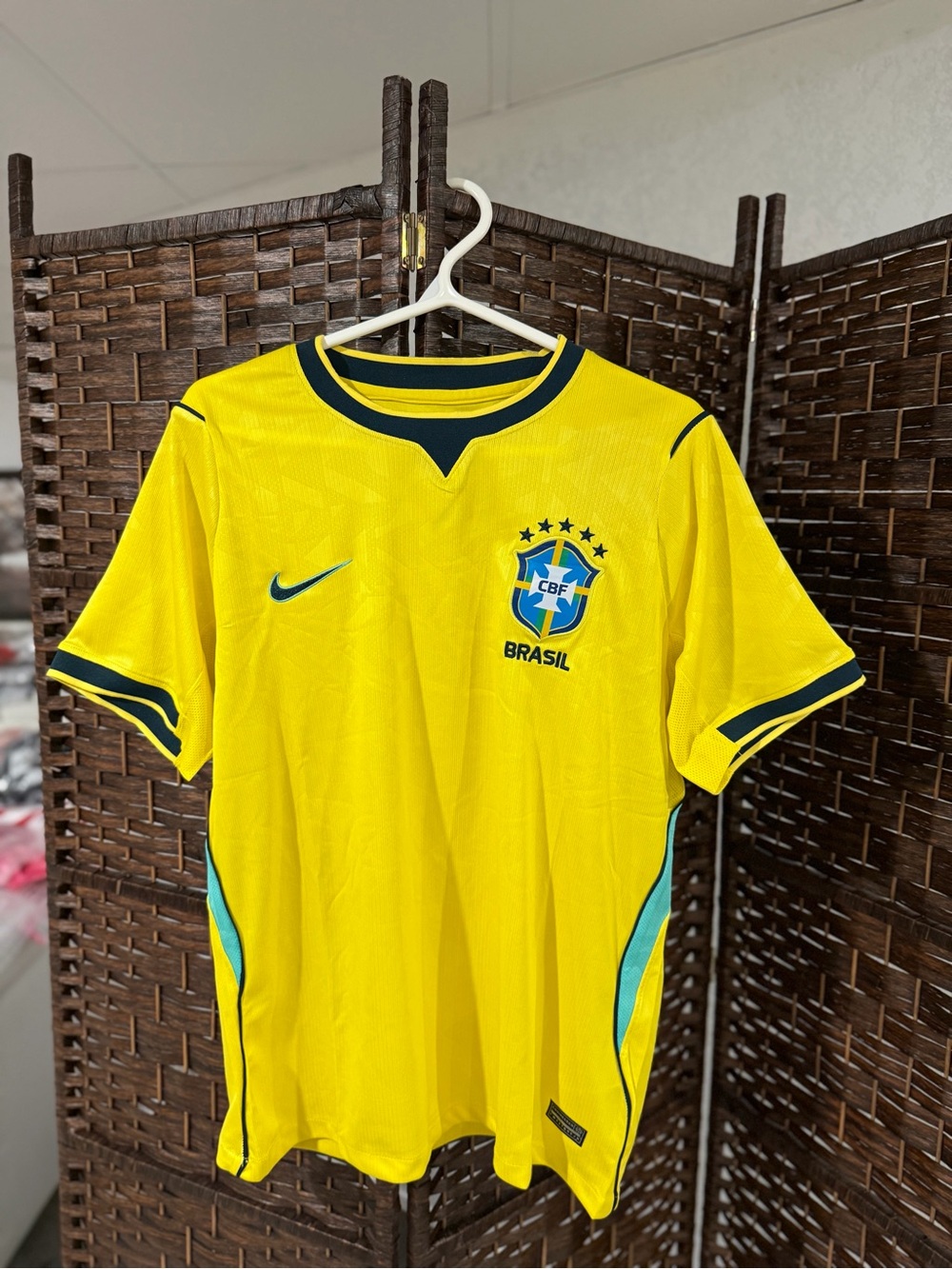 Nike Yellow and Navy Brazil National Team Soccer Jersey